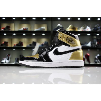 Mens and Womens Air Jordan 1 Retro High OG NRG "Gold Toe" Black/