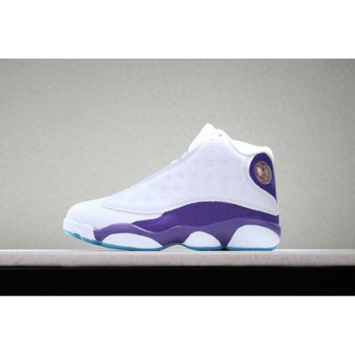 Kid's Air Jordan 13 "Hornets" PE White Purple Basketball Shoes