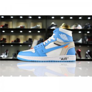 Off-White x Air Jordan 1 "UNC" White/Dark Powder Blue-Cone AQ081