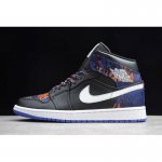 2019 Air Jordan 1 Mid SE "Tiger Print" Black/White-Rush Violet A