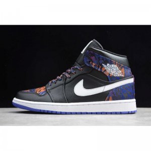 2019 Air Jordan 1 Mid SE "Tiger Print" Black/White-Rush Violet A