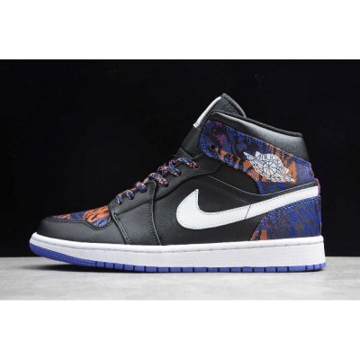 2019 Air Jordan 1 Mid SE "Tiger Print" Black/White-Rush Violet A