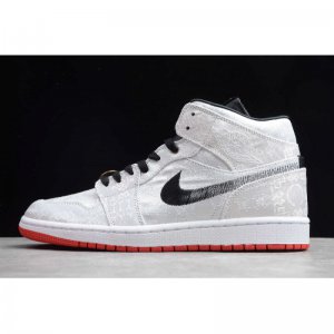 2019 CLOT x Air Jordan 1 Mid SE "Fearless" Grey/Black-Red CU2804