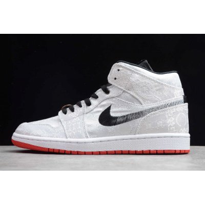 2019 CLOT x Air Jordan 1 Mid SE "Fearless" Grey/Black-Red CU2804