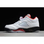 2020 Latest Air Jordan 5 Low "Fire Red" White/Fire Red-Black CU4