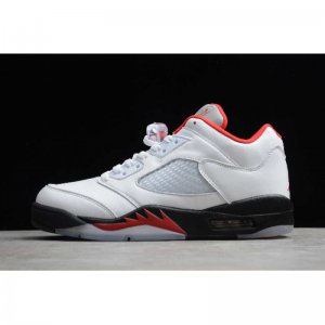 2020 Latest Air Jordan 5 Low "Fire Red" White/Fire Red-Black CU4