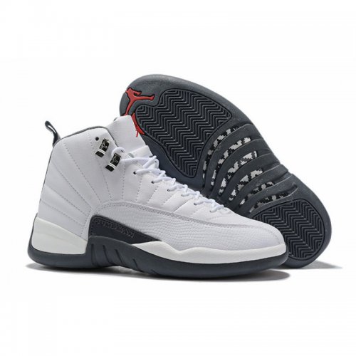2019 New Air Jordan 12 "Dark Grey" White/Dark Grey-Gym Red 13069