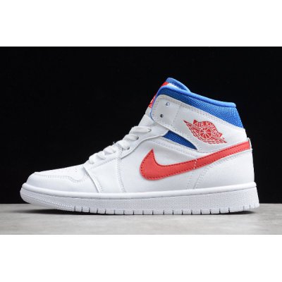 2020 Air Jordan 1 Mid "USA" White/University Red-Game Royal BQ64