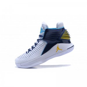 New Air Jordan 32 White/Navy-Gold Men's Basketball Shoes