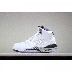 Kid's Air Jordan 5 Retro "White Cement" White/Black-Univeristy R
