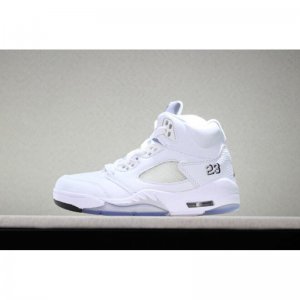 Kid's Air Jordan 5 Retro "Metallic White" White/Metallic Silver-