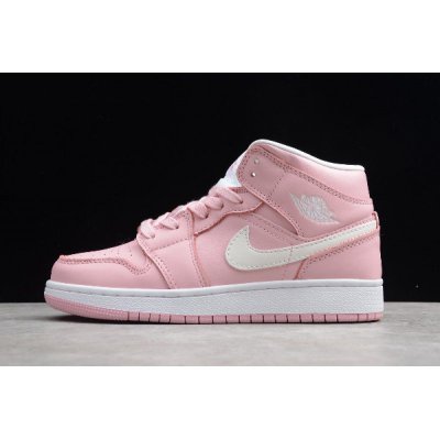2019 Air Jordan 1 Mid GS Deadly Pink/Grey Fog-White 555112-100