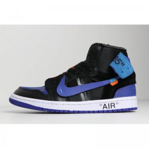 Off-White x Air Jordan 1 Black/Royal Blue-White AA3834-002 For S