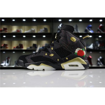 Mens Air Jordan 6 "CNY" Black/Multi-Color/Summit White-Metallic