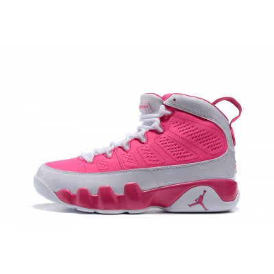 Women's Air Jordan 9 GS Peach Pink/White Basketball Shoes