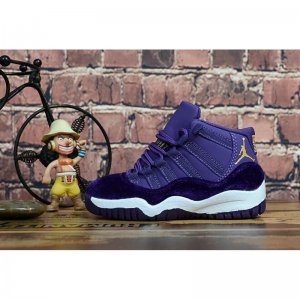 Kid's Air Jordan 11 "Purple Velvet" Purple/Metallic Gold-White