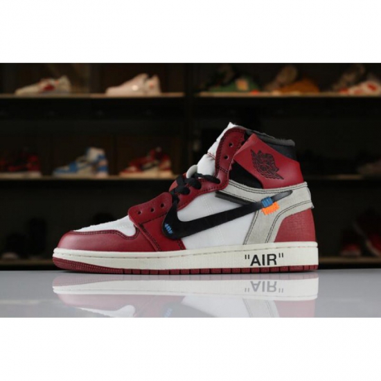 OFF-WHITE x Air Jordan 1 Retro High OG 10X White/Black-Varsity R - Click Image to Close