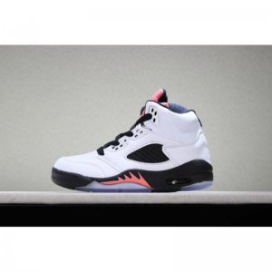 Kid's Air Jordan 5 Retro White/Sunblush-Black Basketball Shoes