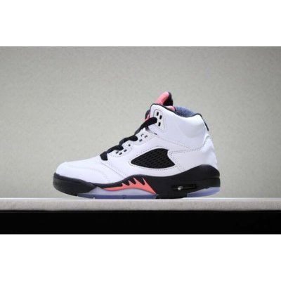 Kid's Air Jordan 5 Retro White/Sunblush-Black Basketball Shoes