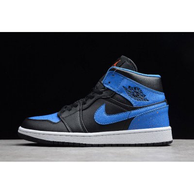 Air Jordan 1 Mid "Royal Paint Splatter" Black/Signal Blue-Orange