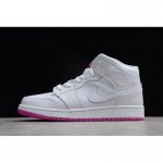 Air Jordan 1 Mid GS White/Fuchsia Blast 555112-100