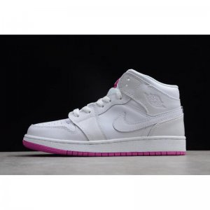 Air Jordan 1 Mid GS White/Fuchsia Blast 555112-100