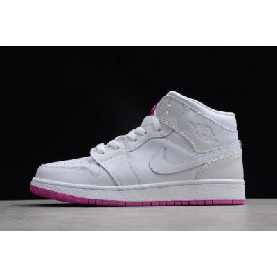 Air Jordan 1 Mid GS White/Fuchsia Blast 555112-100