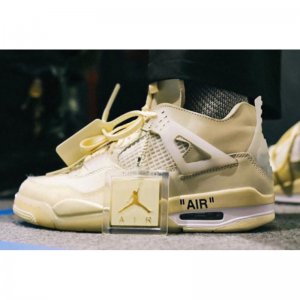 2020 New Off-White x Air Jordan 4 Sail/Muslin-White-Black For Sa