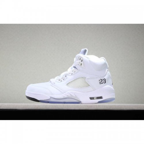 Kid's Air Jordan 5 Retro "Metallic White" White/Metallic Silver-