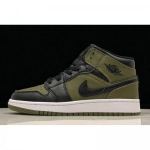 Air Jordan 1 Mid GS Olive Canvas/Black-White 554725-301