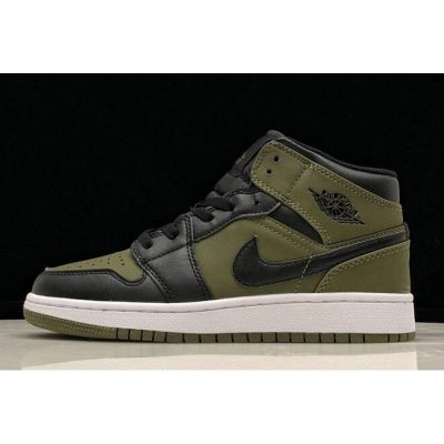 Air Jordan 1 Mid GS Olive Canvas/Black-White 554725-301