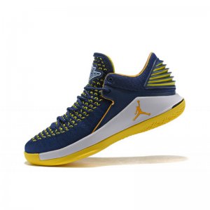 New Air Jordan 32 Low Navy/White-Maize Yellow Men's Basketball S
