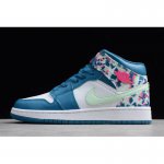 2019 Air Jordan 1 Mid GS White/Blue-Pink-Green 555112-300