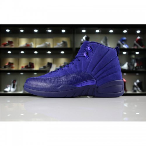 Cheap Air Jordan 12 "Blue Suede" Deep Royal Blue/White-Metallic