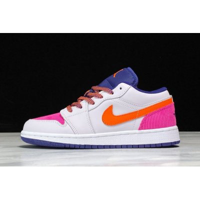 2020 Air Jordan 1 Low GS "Pink Corduroy" White/Navy/Pink/Orange