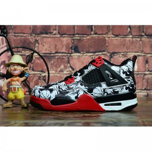 Kid's Air Jordan 4 "Tattoo" Black/Fire Red-White For Sale