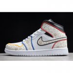 2020 Men's Air Jordan 1 Mid SE White Black Red Blue Yellow BQ682
