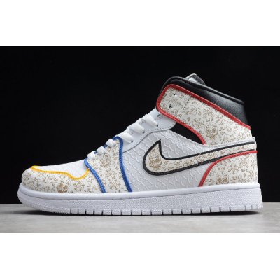 2020 Men's Air Jordan 1 Mid SE White Black Red Blue Yellow BQ682