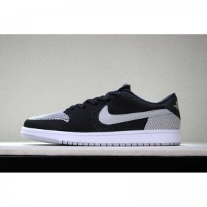 New Air Jordan 1 Low Flyknit "Shadow" Black/Wolf Grey-White Men'