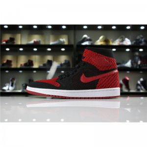 Men's and Women's Air Jordan 1 Retro High Flyknit "Banned" Black