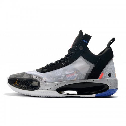 2020 Air Jordan 34 Low White/Cement Black-Pink-Blue For Sale