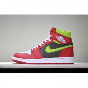 Men's and Women's Air Jordan 1 Retro High OG White/Red/Dark Gree
