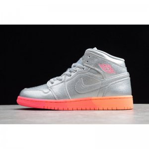 2020 Air Jordan 1 Mid GS "Metallic Silver Pink Crimson" 555112-0