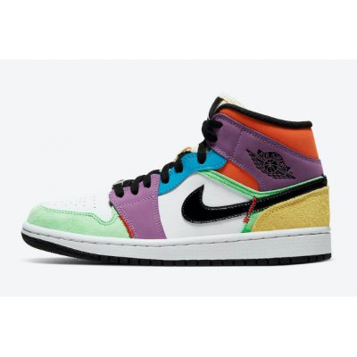 2020 Air Jordan 1 Mid "Multicolor" White/Black-Lightbulb-Team Or