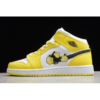 2020 Air Jordan 1 Mid SE GS Rose Patch Dynamic Yellow AV5174-700