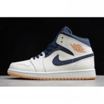2019 Air Jordan 1 Mid "Jeter" Sail/Bronze-College Navy AH6342-10