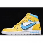 2019 Nike Air Jordan 1 AJ1 "SpongeBob" Yellow/White-Blue 556298-