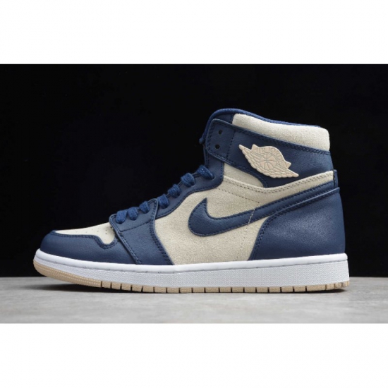 2019 Air Jordan 1 Retro High Premium Midnight Navy/Light Gream-W - Click Image to Close
