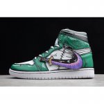 2020 Air Jordan 1 High "Double Knife" White/Green/Black/Purple 5