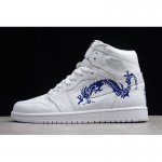 2019 Air Jordan 1 High OG "Dragon" White/Blue 555088-100 For Sal